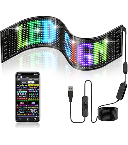 Panneau LED Programmable Voiture - Affichage Personnalisable Via Bluetooth Pour Messages Et Animations