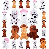 Aoriher 24 Pcs Horse Plush Stuffed Animal Mini Keychain Toys 3.15 Inch Party Favor with Detachable Chain for Women Coworker Farm Themed Birthday Party Supplies(Vibrant Horse Style)