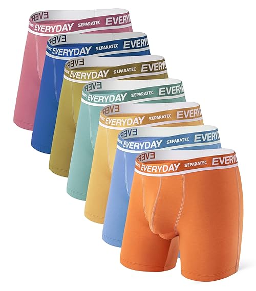Separatec Cotton Dual Pouch Men's Underwear Comfortable Soft Breathable Everyday Boxer Briefs for men 7 Pack(XL, Assorted Colors)