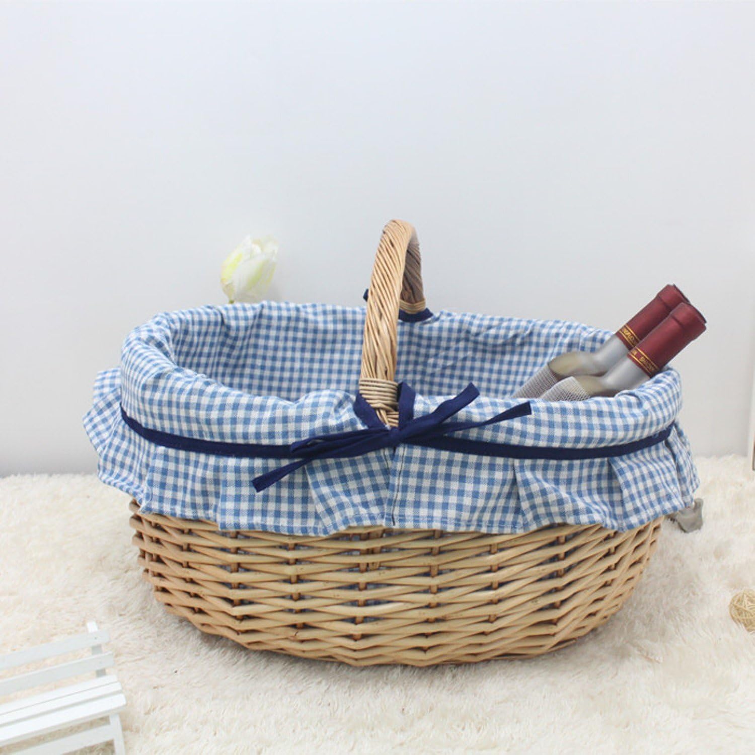 Baskets Woven Wicker Straw Storage Cassette Handmade Handle Environment Friendly