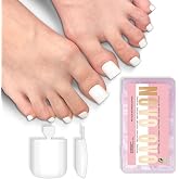 NOVO OVO White Square Toe Nail Tips - 240Pcs Soft Gel Press on Toenails, White Full Cover Fake Nails for Pedicure, PMMA Acrylic False Toe Nails Extension Kit (15 Sizes, Wide Fit)