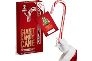 TABOOM Giant Candy Cane Sticks 2 Pack Gift box - 10 Inch Individually Wrapped Dye-Free Christmas Candy Peppermint Flavor For Stocking Fillers, Holiday Party Favor, Gift Decorations
