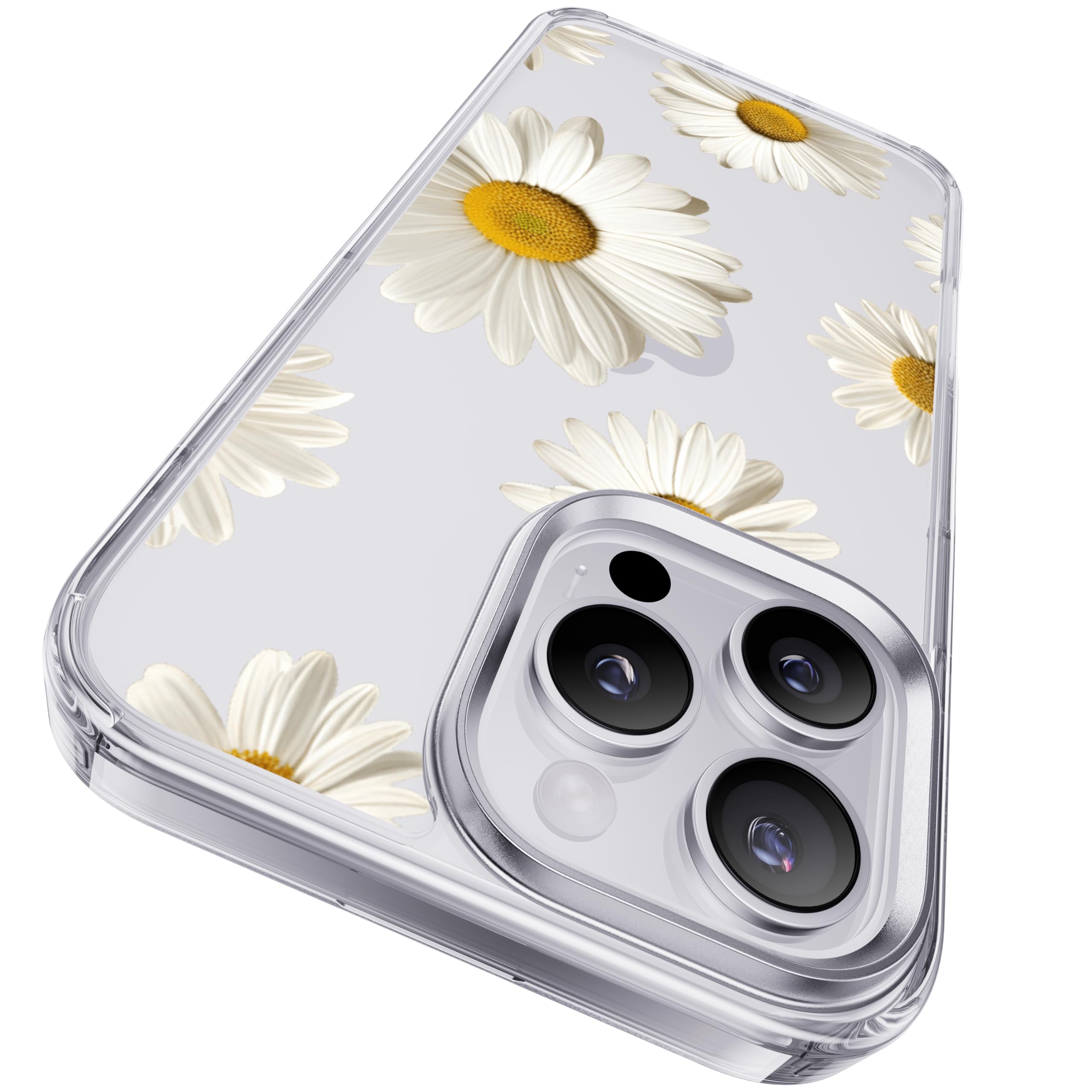 Photo 1 of CASEKOO White Daisy for iPhone 16 Pro Max Case, [Never Yellow Technology] [12FT Military-Grade Protection] Transparent Slim Floral Cover Gril Women 16 Pro Max Phone Case 6.9 inch, White Daisy