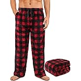 Wenouy Mens Plush Pajama Pants Fluffy Fuzzy Ultra Soft Fleece Christmas Bottoms Sleepwear PJ Lounge Pants with Pockets