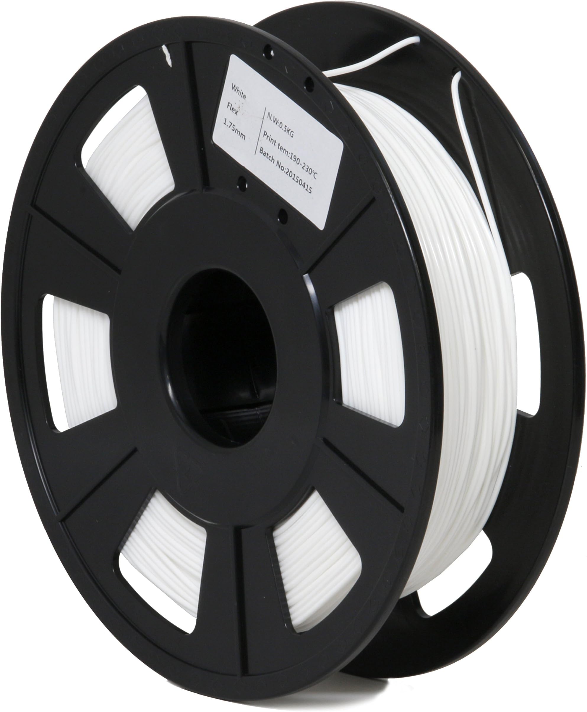 GP3D Flexible 3D Printer Filament White Color - .5KG 1.75mm 1lb. Compatible With 3D Printers Reprap, Makerbot Replicator 2, Makergear M2 and up, Afinia, Solidoodle 2, Printrbot