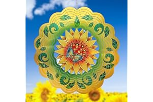 GOTOME Sunflower Wind Spinners 3D Hanging Wind Spinner Sunflower Ornament Gifts for Women Mom Grandma,12inch Metal Wind Kinetic Sculpture for Outdoor&Indoor Decor, Yard Art, Garden Decoration