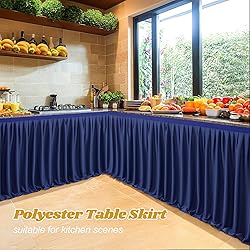 Partisky Navy Blue Polyester Table Skirt for