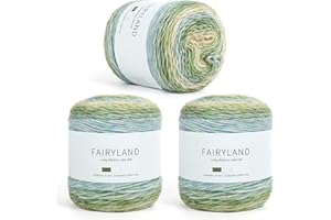 Aeelike Cake Yarn for Crocheting, 3 Skeins Gradient Cake Yarn 100g (3.52 oz) 245m (267 Yards), Super Soft Ombré Yarns Cake Rainbow Cotton Yarn for Making Colorful Crafts, Green Gradient