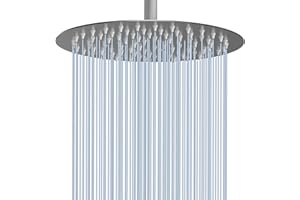 Voolan Rain Shower Head, High Flow Large Rainfall Showerhead Made of All Metal Stainless Steel, Waterfall Body Covering, Universal Wall and Ceiling Mount (12 Inch, Brushed Nickel)