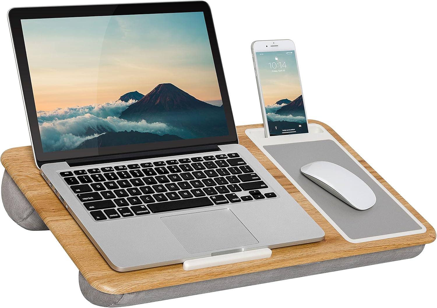 LapGear Home Office Lap Desk with Device Ledge, Mouse Pad, and Phone Holder - Oak Woodgrain - Fits Up to 15.6 Inch Laptops - Style No. 91589 : Office Products