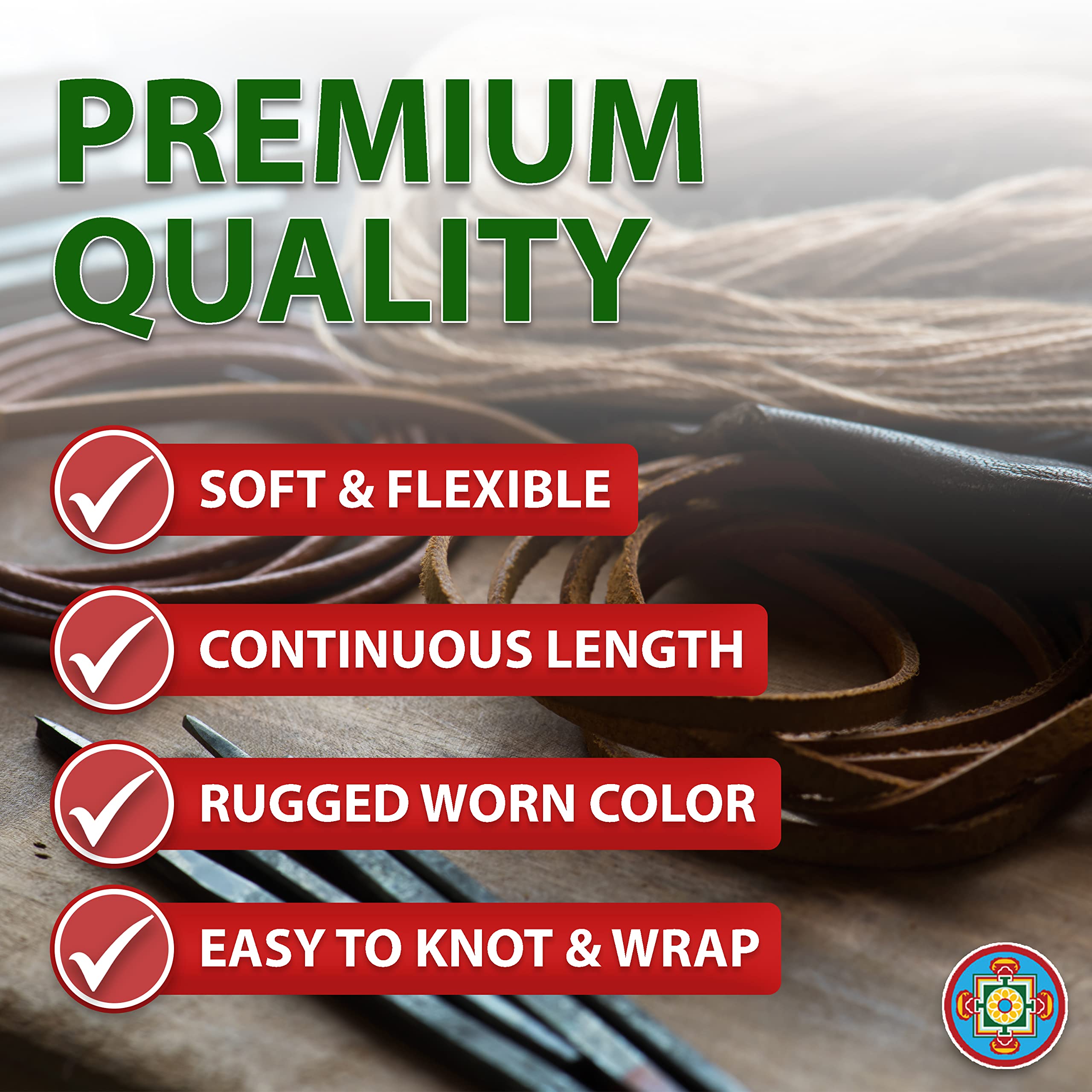 Mandala Crafts Round Cowhide Genuine Black Leather Cord for Jewelry Making Kumihimo Leather Rope Spool - Black Leather String Lace - 20 Yds 1mm Leather Cording