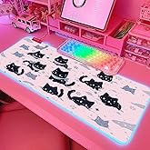 JMIYAV Pink RGB Gaming Mouse Pad 31.5x12 Inch PC XL Large Extended Glowing Led Light Up Desk Pad Non-Slip Rubber Base Computer Cute Mousepad Mat Desk Accessories Gaming Setup 43-114