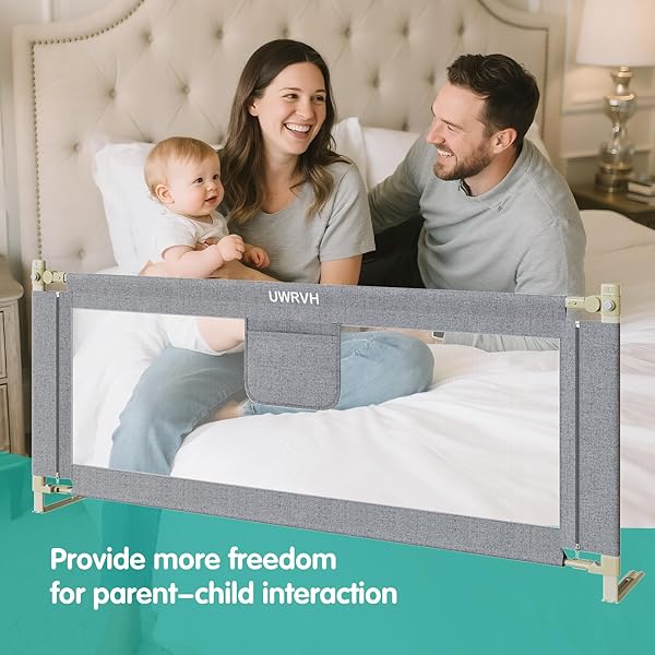 UWRVH BED RAILS FOR TODDLERS，TODDLER BED RAILS，BED RAIL FOR BABY – ADJUSTABLE HEIGHT BED GUARD WITH CHILD SAFETY LOCK, UNIVERSAL FIT FOR KING/FULL/TWIN BEDS (GREY, 1 SIDE 74.8INCH)