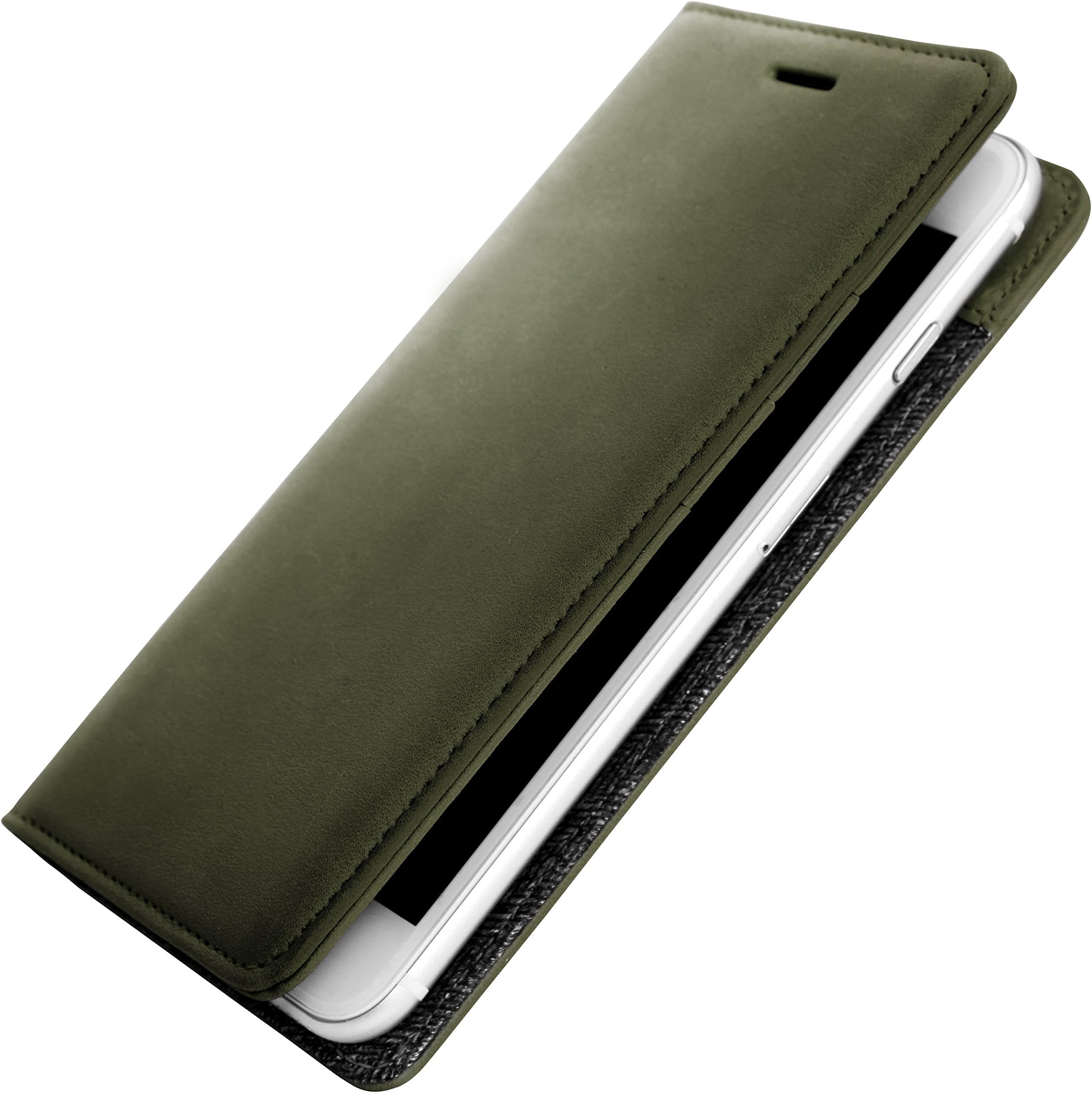 iPhone 7 Plus 5.5" Leather Case, ETSHAIM Premium Genuine Italian Cowhide Leather Wallet Case, Liberta for iPhone 7 Plus/Army Green