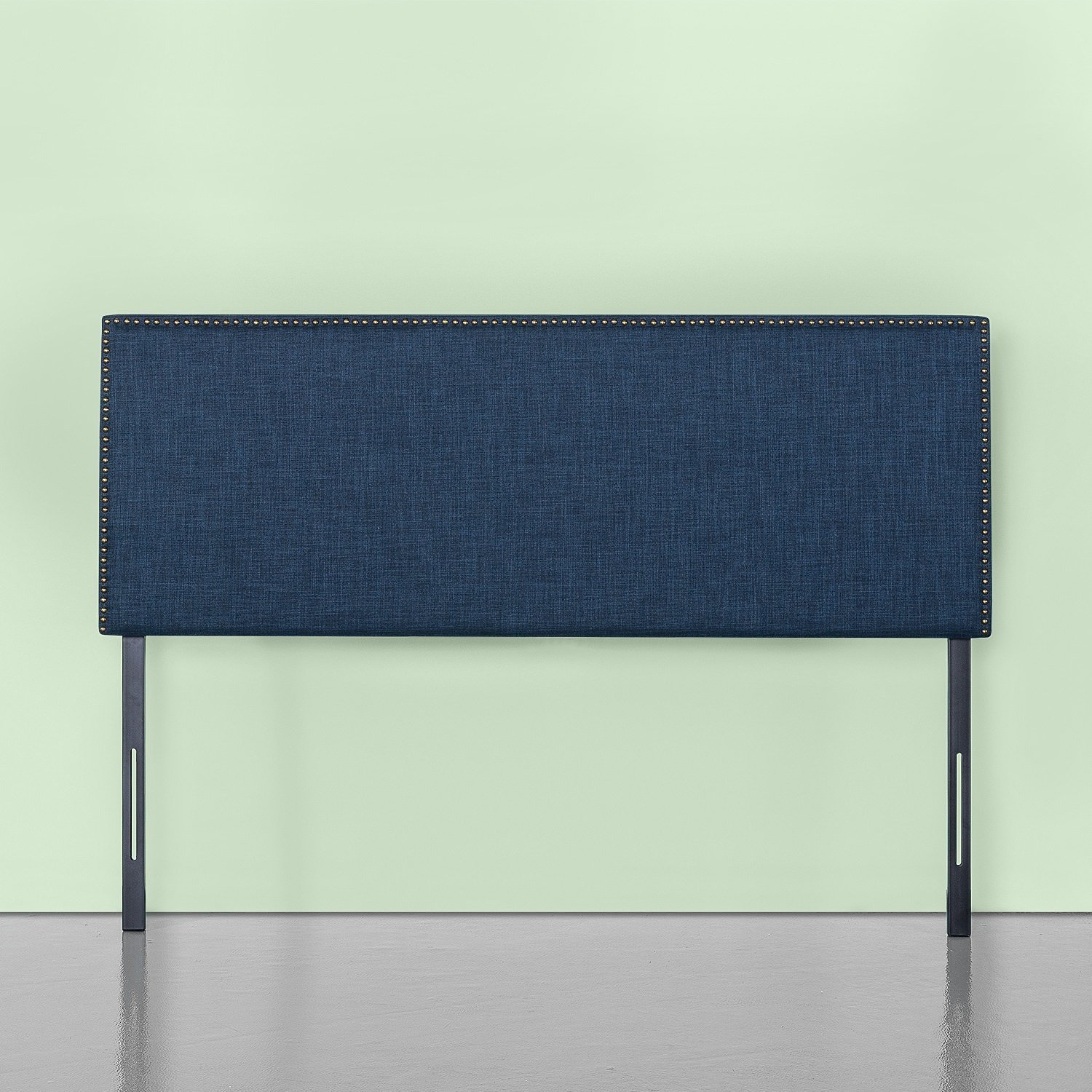 Zinus Upholstered Nailhead Rectangular Headboard in Light Grey Full