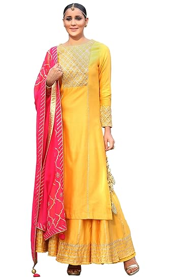 Yellow colour sharara Clearance
