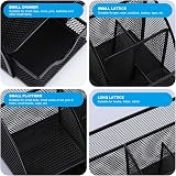 OKPOW Mesh Desk Organiser 6 Compartments 1 Drawer Black Office Stationery Tidy view 5