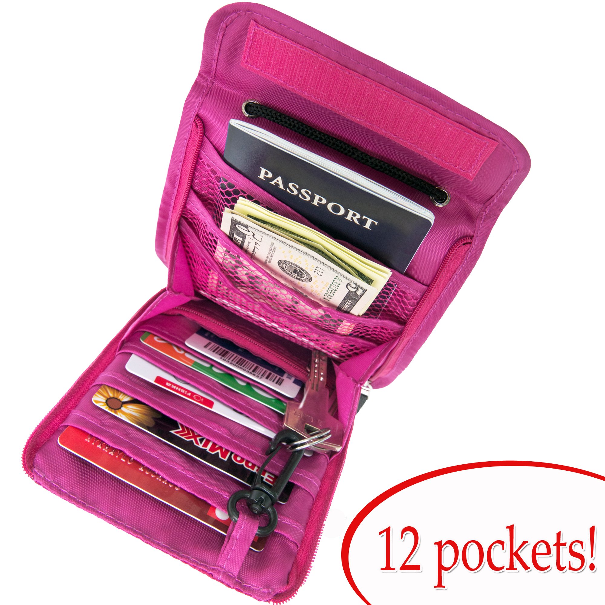 Travel Wallet for Women-holder-Lightweight Anti-Theft RFID Blocking Nylon Neck Pouch-Gift (Purple)