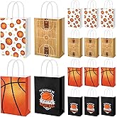 Eaasty 16pcs Basketball Goodie Bags with Handle 4 Styles Basketball Paper Gift Bags for Treat Snack Candy Sports Birthday Themed Party Favor Supplies