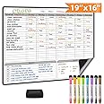 JJPRO Magnetic Dry Erase Chore Chart for Multiple Kids and Adults:Large Whiteboard16 x19-Chore Kids,Calendar,Meal Board Notes All-in-One,Behavior Kids,Teenagers, White