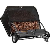 42" Lawn Sweeper Tow Behind, Leaf and Grass Collector, 18.55 Cu. Ft. Hopper | Pull Behind Lawn Sweeper with Heavy-Duty Design,Adjustable Brush Height Lever and Dumping Rope, Lawn and Yard Cleanup Tool