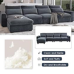 P PURLOVE Modern Dark Gray Polyester Sectional
