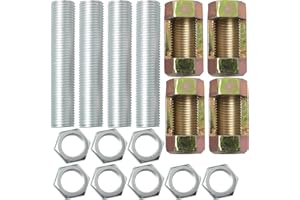 JJHXSM 4pcs M10 Lamp Pipe Repair Parts Kits Include M10x30 Hexagon Open Nut, M10x50 All Thread Lamp Pipe Nipples with Hex Lock Nut