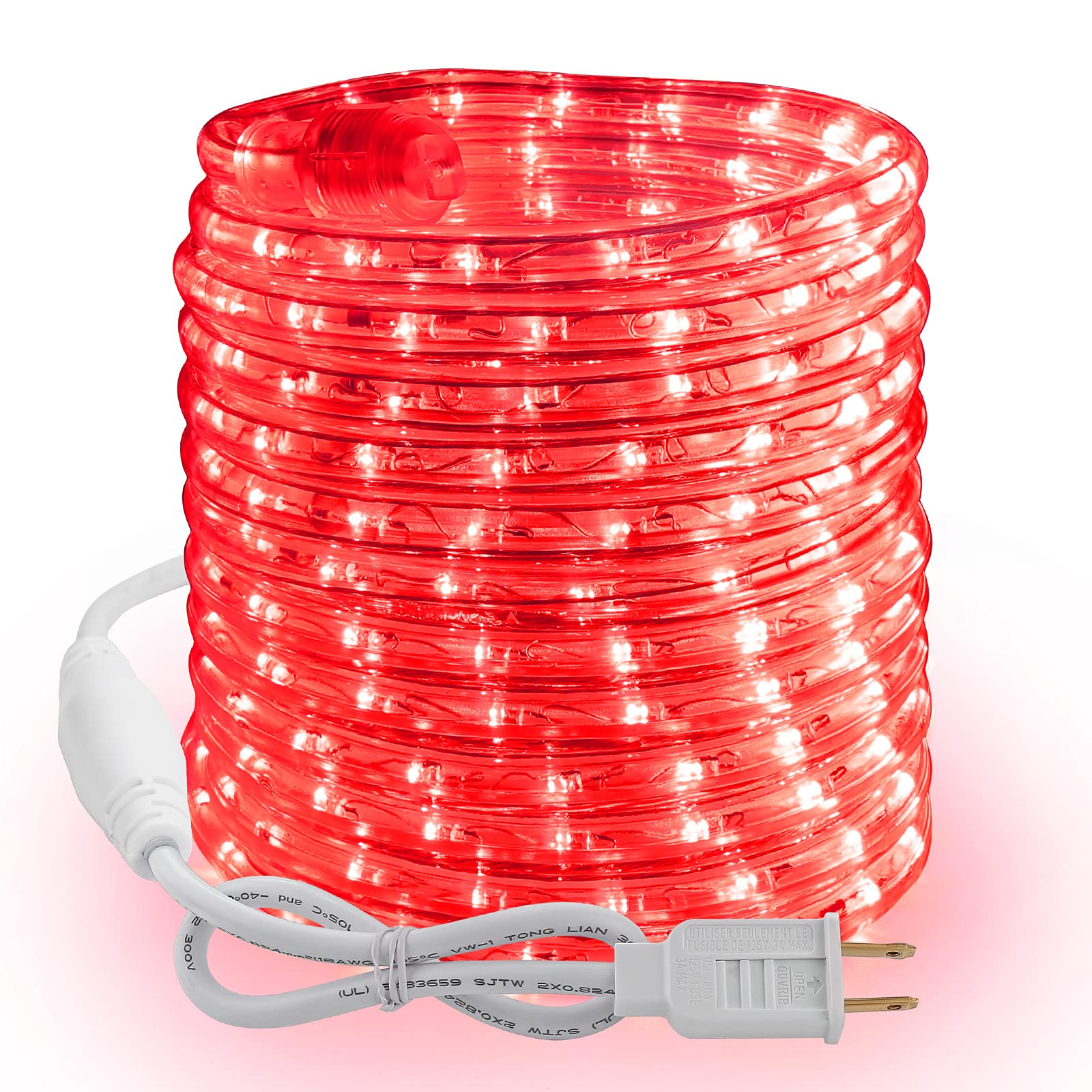 Photo 1 of Brizled Rope Lights Outdoor, 18ft 216 LED Red Christmas Rope Lights Connectable, 120V Plugin Red Christmas Light Waterproof Clear Tube Lighting Indoor for Xmas Patio Garden Party Home Decorations