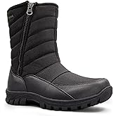 mysoft Mens Winter Snow Boots Waterproof Insulated Mid-Calf Hiking Boot Fur Lined Warm Outdoor Tall Shoes Lightweight