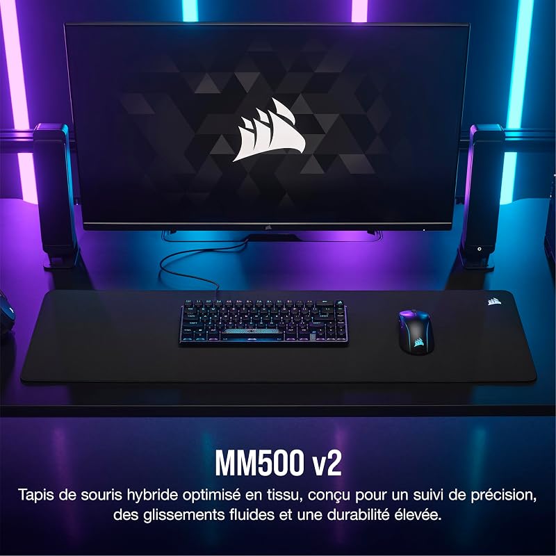 MM500 v2 Tissu Hybride Tapis de Souris Étendu pour Le Jeu – Noir
