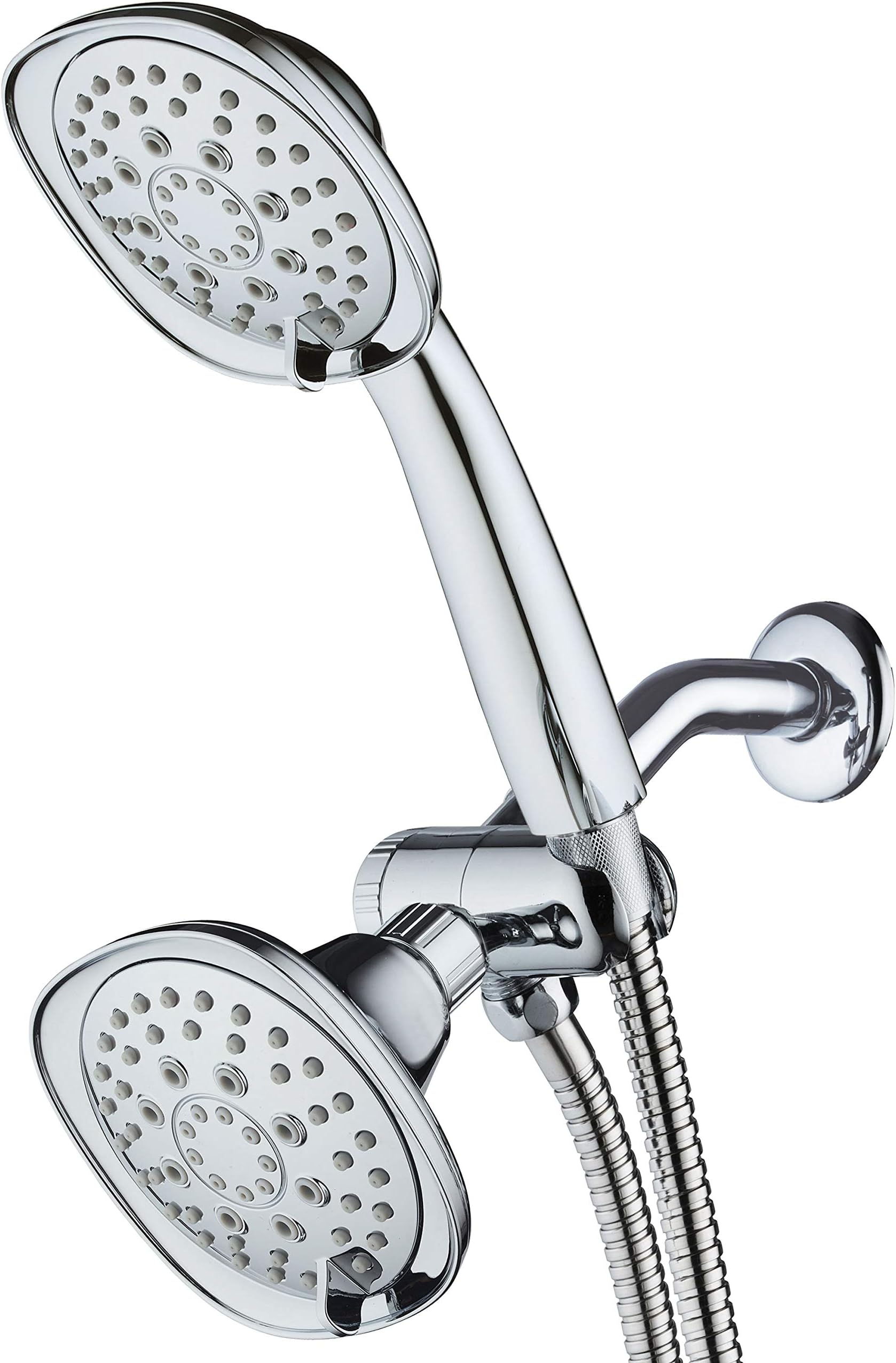 Luxury Square 48-setting High-Pressure Dual Head/Handheld Shower Spa Combo. Extra-Long 72" Stainless Steel Hose, 3-way Flow Diverter, All-Chrome Finish. Best Quality from Top American Manufacturer!