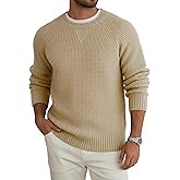 GraceSelect Mens Crewneck Sweater Fall Casual Waffle Knitted Pullover Sweater Textured Men Fashion Knit Long Sleeve Sweaters