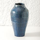 Blue Ceramic Vase for Home Decor,11.6 Inch Flower Vase,Decorative Vases for Pampas Grass,Modern Art Texture Vases for Home Entryway Living Room Dining Table Farmhouse Office Decor-Blue