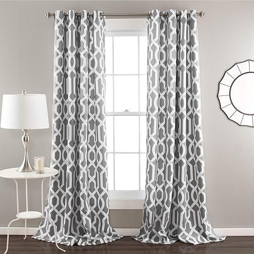Amazon Com Lush Decor Edward Trellis Curtains Room Darkening Gray