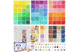 Gionlion 96 Colors 3550 Pcs Pony Beads Bracelet Making Kit, 5 Boxes Friendship Bracelet Kit with Letter Beads 6x9mm Rainbow Kandi Bead for Bracelets Jewelry Keychain Making Kit, Crafts Gifts for Kids