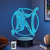 CoolGift Mart Baseball Night Light, 3D LED Optical Illusion Lamp with Remote Control and Timer, Christmas and Birthday Baseball Gifts for Kids Teens