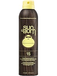 Sun Bum Original Moisturizing Sunscreen Spray, SPF 15, 6 oz Bottle, 1 Count, Broad Spectrum UVA/UVB Protection, Hypoallergenic, Paraben Free, Gluten Free, Vegan