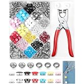 200 Sets FIVEIZERO Metal Snaps Buttons with Fastener Pliers Press Tool Kit for Sewing and Fabric, Snap Fasteners Kit in 7 Colors for Clothing, Crafts, and DIY Projects (10mm)
