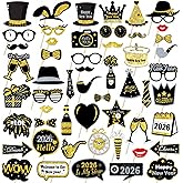 53 Pieces New Years Eve Photo Booth Props Glitter New Years Photo Booth Props 2026 Happy New Year Props for New Years Eve Party Supplies 2026 Happy New Year Decorations