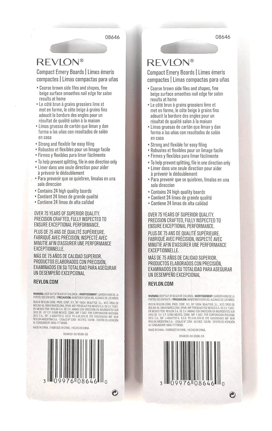 Revlon Compact Emery Boards Nail File, Dual Sided for Shaping and Smoothing Finger and Toenails, 10 Count : Nail Files And Buffers : Beauty