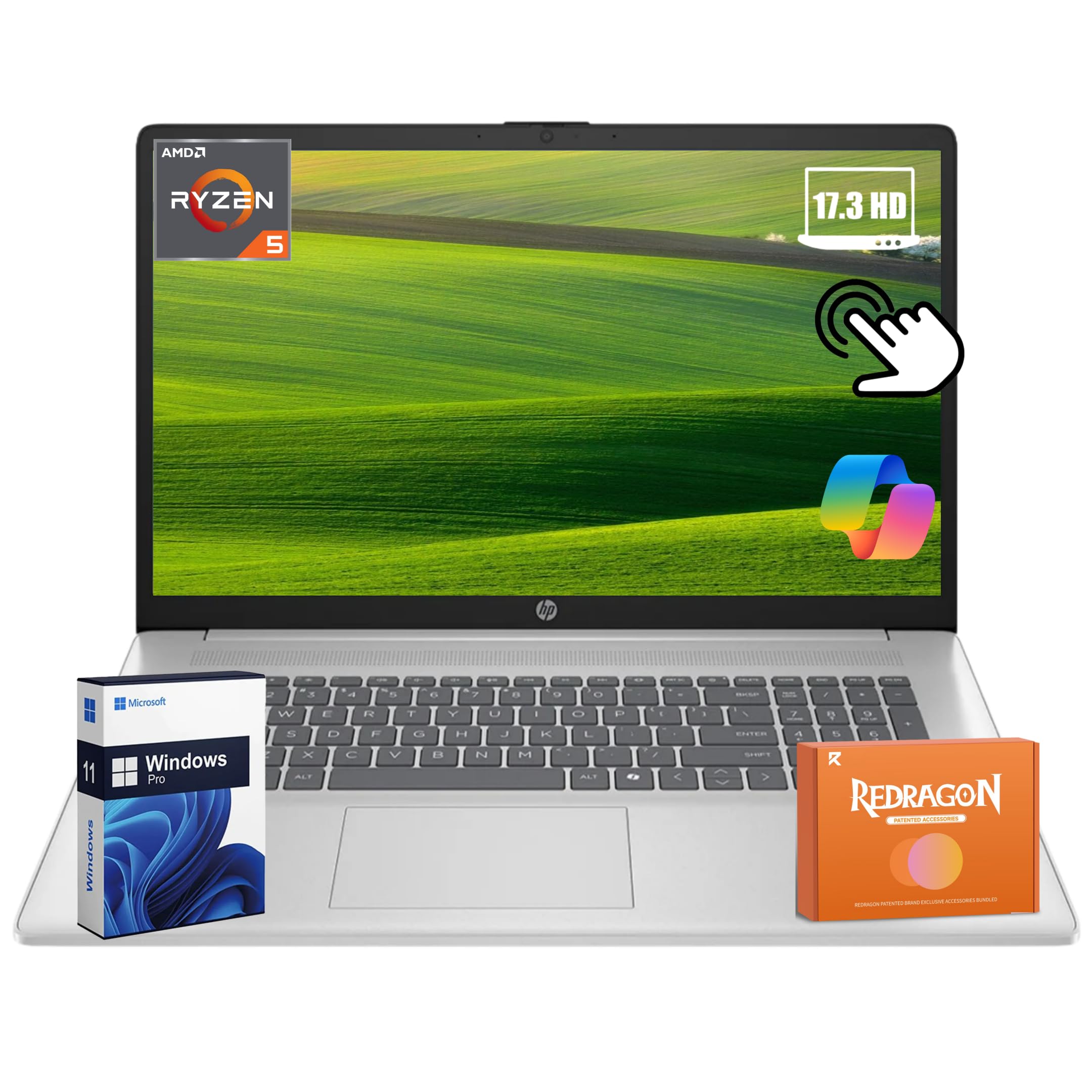 HP 17 inch Laptop Computer 2026, 16GB RAM, 512GB SSD, AMD Ryzen 5 7430U(Max 4.3GHz), Windows 11 Pro, Copilot AI, 17.3" FHD Display, Wi-Fi 6, Bluetooth 5.4, HD Cam, Accessories