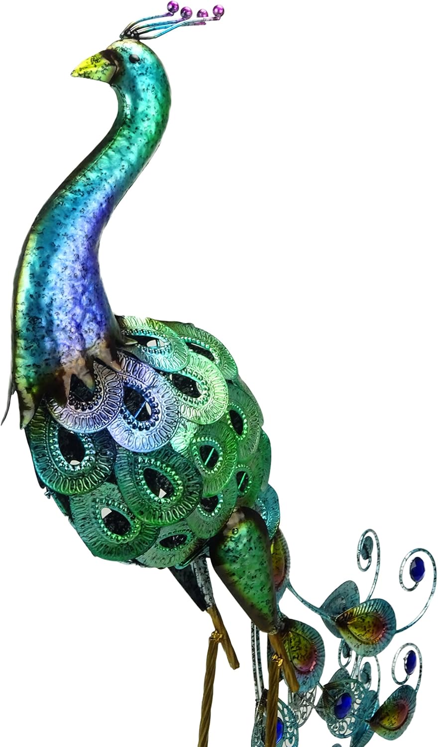 Christmas Concepts® 76cm (30") Colourful Standing Metal Peacock With Jewel Feathers - Indoor/Outdoor Garden Decoration - Image 3