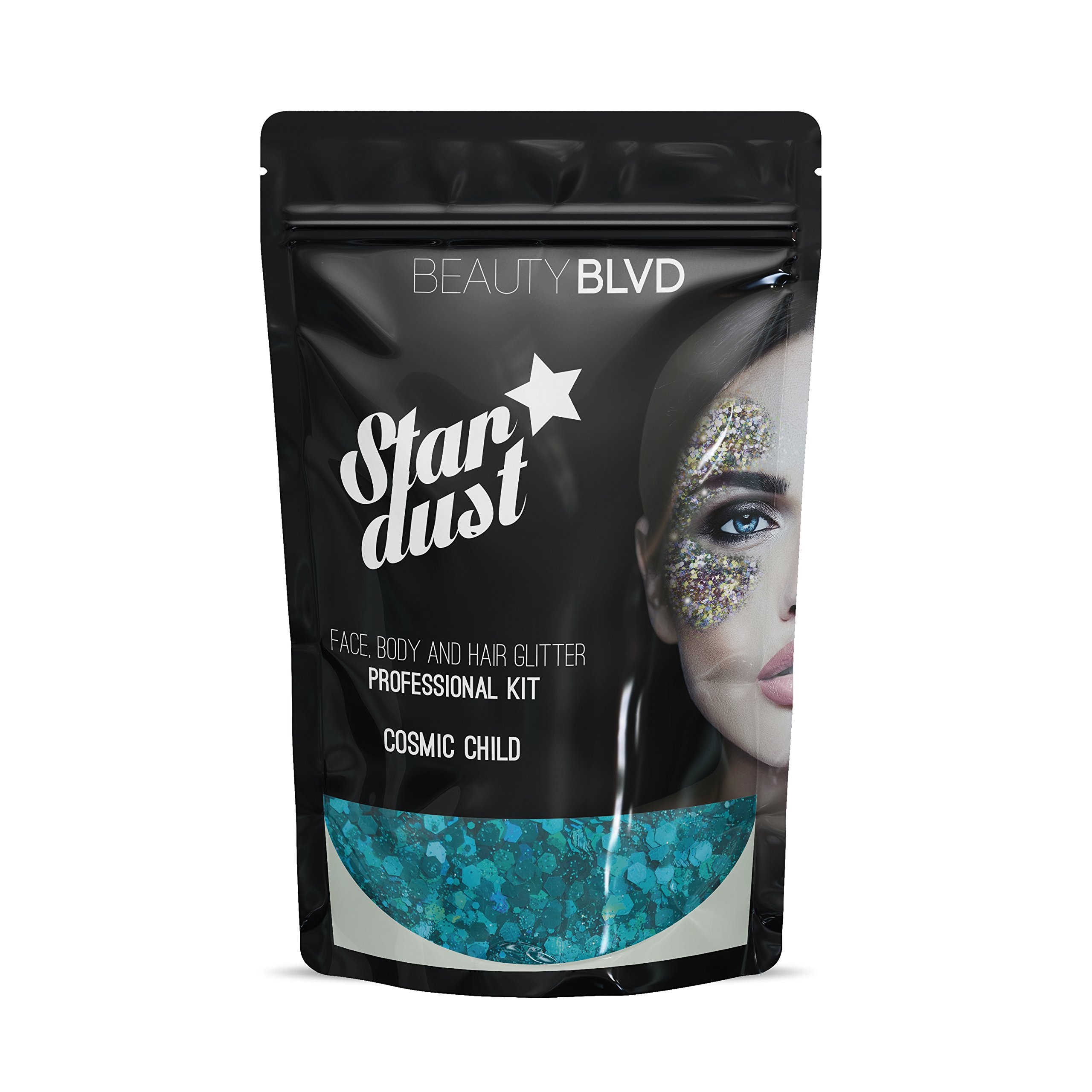 BEAUTYBLVD Stardust, Cruelty Free Face, Body and Hair Glitter, Professional Kit - Cosmic Child