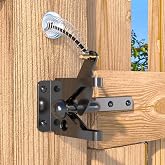 JZVXX Gate Latch with Spring Cable Pull for Fence Gate - Carbon Steel - Black,Self Locking Fence Gate Latch,Gate Latch for Wooden Fence,Fence Door Latch