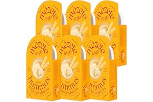 Mezete Traditional Hummus Dip with Breadsticks | Preservative-Free | All-Natural | On the Go Tahini Rich Vegan Dip | Shelf-Stable | On-the-Go Snack Pack | 81g (Pack of 6)