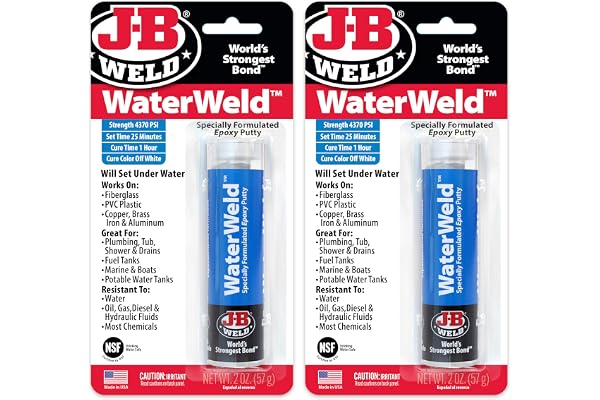J-B Weld WaterWeld, 1 Hour Cure, Epoxy Putty Stick - 2 Pack, Off-White (8277-2)