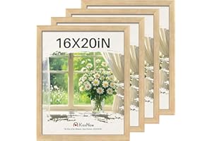 KissNow 16x20 Picture Frame 4 Pack, Natural Oak Wood, Wall Gallery Poster Frame