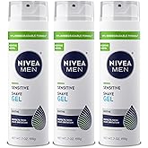 NIVEA MEN Sensitive Shave Gel, Shaving Gel for Men with Sensitive Skin, Enriched with VitaminPro Complex, 7 Oz Can, Pack of 3