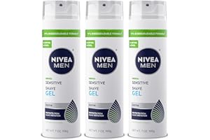 NIVEA MEN Sensitive Shave Gel with Vitamin E, Soothing Chamomile and Witch Hazel Extracts, 3 Pack of 7 Oz Cans