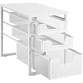 Simple Trending 3-Tier Under Sink Cabinet Organizer with Sliding Storage Drawer, Desktop Organizer for Kitchen Bathroom Office, Stackbale,White